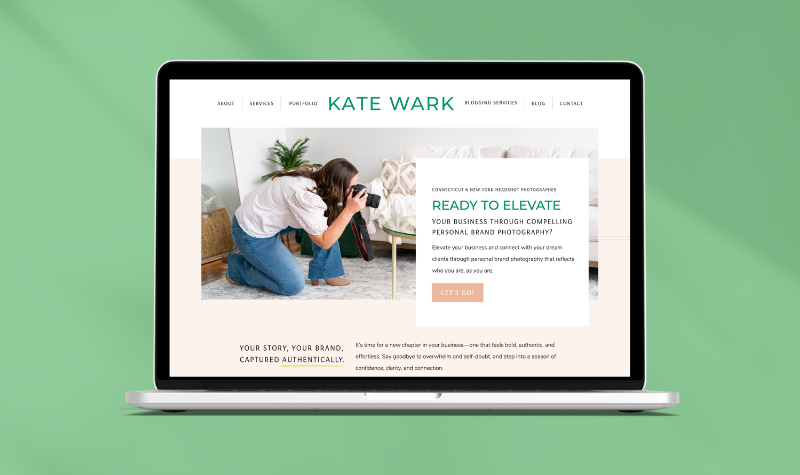 home page of a brand photographer website on a laptop.